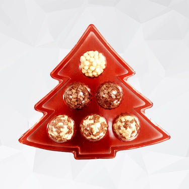 Estuche de caramelos árbol de Navidad transparente/rojo 6 cavidades (5 unidades)